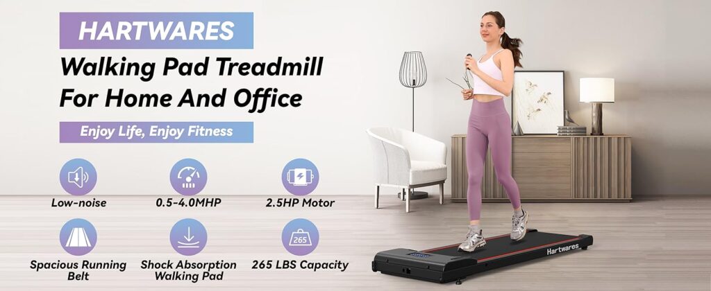 265 lbs capacity walking treadmill providing steady support for daily workouts