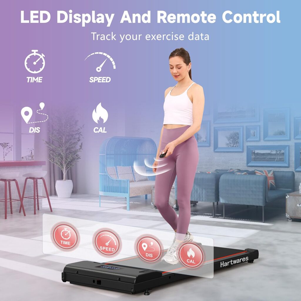 Hartwares Walking Pad Under Desk Treadmill Remote and smartphone app control