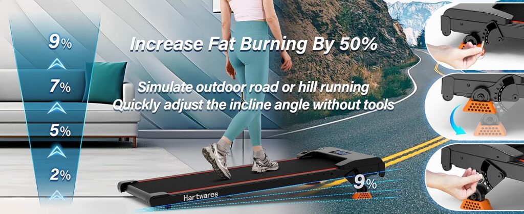 Quiet treadmill for home office use with 300lb weight capacity